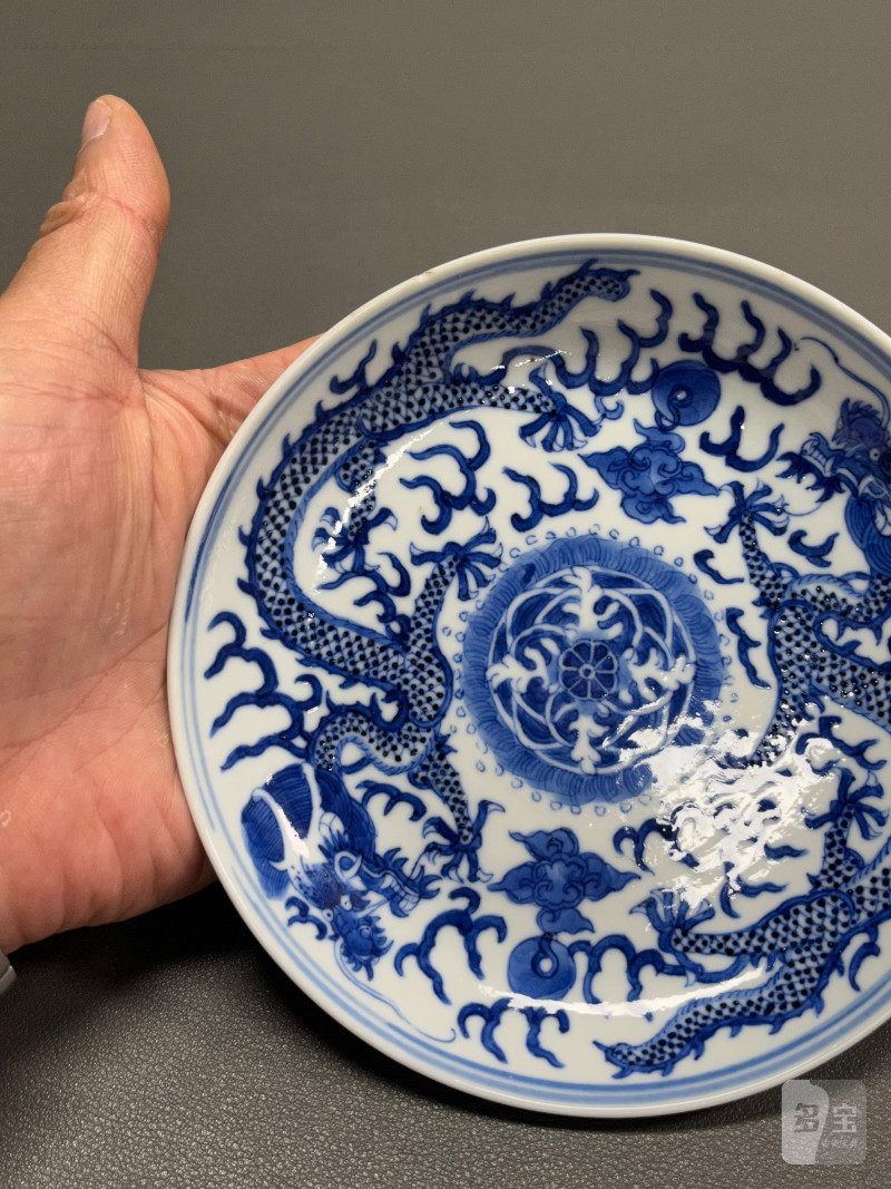 清光绪 青花云龙纹盘 - 图5